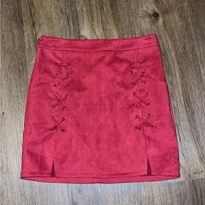 Red Lace-Up Skirt